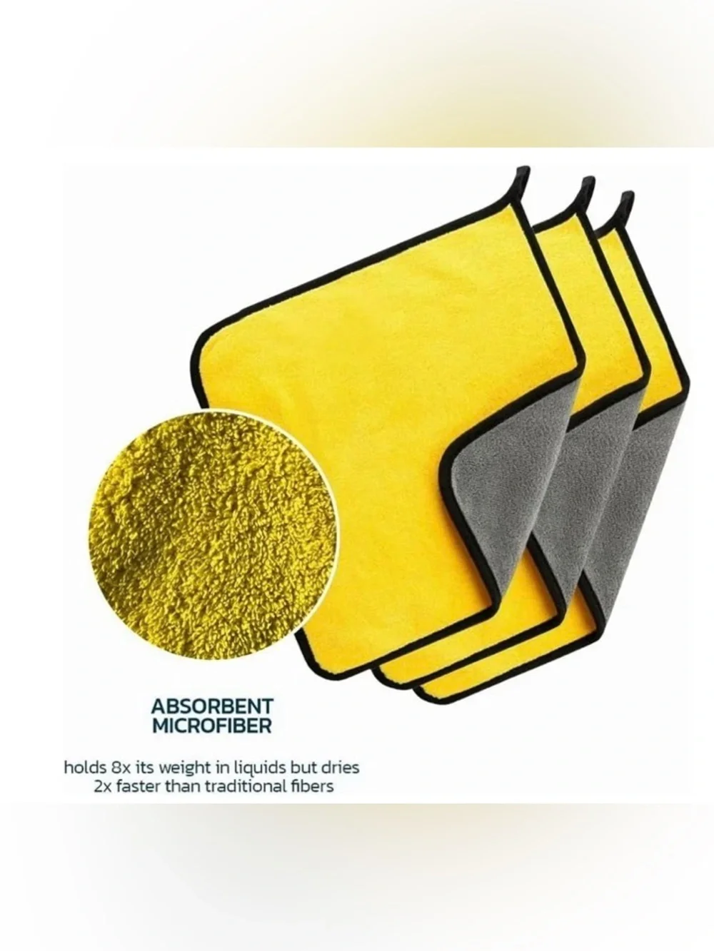3PC PACK 12x12 Microfiber Cleaning Cloth Yellow/GRAY Multipurpose Home & Auto NW